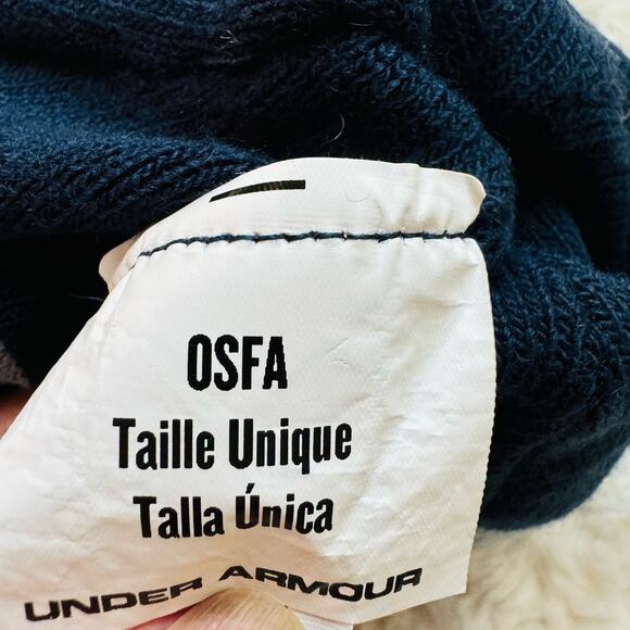 Under Armour Kids Blue Grey Camo Knit Reversible Beanie Hat One Size Fits All - Picture 5 of 7